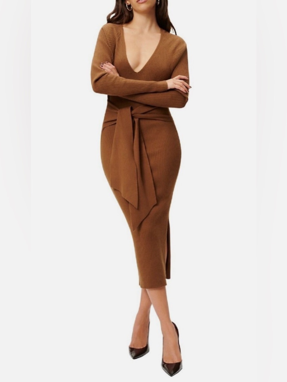 Good American Ribbed Knit Midi Dress, NWT ($129)! - Picture 4 of 9
